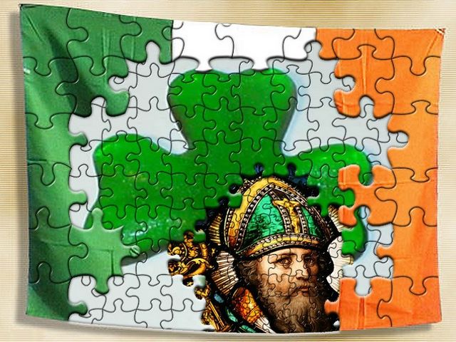 Saint Patricks Flag Photoshop by Lucianomorelli - Picture of a flag with an image of Saint Patrick on a background of shamrock, a complicated photoshop by Lucianomorelli from the contest's gallery on St. Patrick's theme by 'Freaking News'.<br />
The Saint Patrick's Day is a national holiday in Ireland, celebrated on the 17th of March. The famous Irishman who is associated with St. Patrick's Day was born with the name of Maewyn in Wales and was sold into slavery by vandals. After he managed to run away to the Gaul monastery, he began with studies of the Christianity and his mission for thirty years was to make the whole of Ireland a Christian country. One of the symbols associated with this holiday is a shamrock with three leaves, which symbolizes the Trinity of the Father, Son and Holy Spirit, faith, hope and charity, or past, present and future. - , Saint, St., Patricks, Patrick, flag, flags, photoshop, Lucianomorelli, cartoon, cartoons, holiday, holidays, picture, pictures, image, tmages, background, backgrounds, shamrock, shamrocks, complicated, contest, contests, gallery, galleries, theme, themes, Freaking, News, day, days, national, Ireland, 17th, March, famous, Irishman, Maewyn, Wales, slavery, vandals, vandal, Gaul, monastery, Christianity, mission, missions, Christian, country, countries, symbols, symbol, leaves, leaf, Trinity, Father, Son, Holy, Spirit, faith, hope, charity, past, present, future - Picture of a flag with an image of Saint Patrick on a background of shamrock, a complicated photoshop by Lucianomorelli from the contest's gallery on St. Patrick's theme by 'Freaking News'.<br />
The Saint Patrick's Day is a national holiday in Ireland, celebrated on the 17th of March. The famous Irishman who is associated with St. Patrick's Day was born with the name of Maewyn in Wales and was sold into slavery by vandals. After he managed to run away to the Gaul monastery, he began with studies of the Christianity and his mission for thirty years was to make the whole of Ireland a Christian country. One of the symbols associated with this holiday is a shamrock with three leaves, which symbolizes the Trinity of the Father, Son and Holy Spirit, faith, hope and charity, or past, present and future. Решайте бесплатные онлайн Saint Patricks Flag Photoshop by Lucianomorelli пазлы игры или отправьте Saint Patricks Flag Photoshop by Lucianomorelli пазл игру приветственную открытку  из puzzles-games.eu.. Saint Patricks Flag Photoshop by Lucianomorelli пазл, пазлы, пазлы игры, puzzles-games.eu, пазл игры, онлайн пазл игры, игры пазлы бесплатно, бесплатно онлайн пазл игры, Saint Patricks Flag Photoshop by Lucianomorelli бесплатно пазл игра, Saint Patricks Flag Photoshop by Lucianomorelli онлайн пазл игра , jigsaw puzzles, Saint Patricks Flag Photoshop by Lucianomorelli jigsaw puzzle, jigsaw puzzle games, jigsaw puzzles games, Saint Patricks Flag Photoshop by Lucianomorelli пазл игра открытка, пазлы игры открытки, Saint Patricks Flag Photoshop by Lucianomorelli пазл игра приветственная открытка