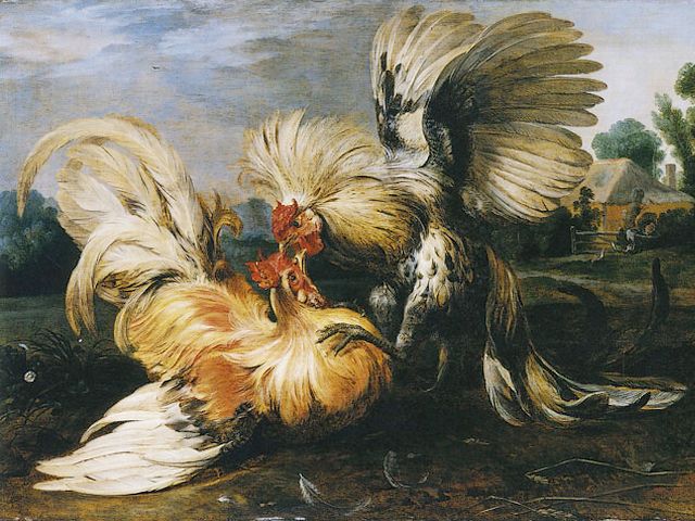 Cockfighting by Frans Snyders - A fragment of 'Cockfighting' (1615, oil on panel, Gemaeldegalerie, Berlin), an oil painting by the Flemish painter Frans Snyders (1579–1657, Antwerp). Frans Snyders was famous with paintings of animals, hunting scenes, market scenes and still-lifes. <br />
Snyders was born in Antwerp as the son of Jan Snijders, owner of a wine inn frequented by artists. He was recorded as a student of Pieter Brueghel the Younger in 1593. The skill of Frans Snyders was appraised by Peter Paul Rubens, when in 1613 he has invited him to collaborate to work on images of animals. Snyders was also a regular collaborator with leading Antwerp painters such as Anthony van Dyck and Jacob Jordaens. - , cockfighting, Frans, Snyders, art, arts, fragment, fragments, 1615, oil, panel, panels, Gemaeldegalerie, Berlin, painting, paintings, Flemish, painter, painters, 1579, 1657, Antwerp, famous, animals, animal, hunting, scenes, scene, market, still, lifes, son, sons, Jan, Snijders, owner, wine, inn, inns, student, Pieter, Brueghel, 1593, skill, skills, Peter, Paul, Rubens, 1613, images, image, collaborator, Anthony, Dyck, Jacob, Jordaens - A fragment of 'Cockfighting' (1615, oil on panel, Gemaeldegalerie, Berlin), an oil painting by the Flemish painter Frans Snyders (1579–1657, Antwerp). Frans Snyders was famous with paintings of animals, hunting scenes, market scenes and still-lifes. <br />
Snyders was born in Antwerp as the son of Jan Snijders, owner of a wine inn frequented by artists. He was recorded as a student of Pieter Brueghel the Younger in 1593. The skill of Frans Snyders was appraised by Peter Paul Rubens, when in 1613 he has invited him to collaborate to work on images of animals. Snyders was also a regular collaborator with leading Antwerp painters such as Anthony van Dyck and Jacob Jordaens. Подреждайте безплатни онлайн Cockfighting by Frans Snyders пъзел игри или изпратете Cockfighting by Frans Snyders пъзел игра поздравителна картичка  от puzzles-games.eu.. Cockfighting by Frans Snyders пъзел, пъзели, пъзели игри, puzzles-games.eu, пъзел игри, online пъзел игри, free пъзел игри, free online пъзел игри, Cockfighting by Frans Snyders free пъзел игра, Cockfighting by Frans Snyders online пъзел игра, jigsaw puzzles, Cockfighting by Frans Snyders jigsaw puzzle, jigsaw puzzle games, jigsaw puzzles games, Cockfighting by Frans Snyders пъзел игра картичка, пъзели игри картички, Cockfighting by Frans Snyders пъзел игра поздравителна картичка