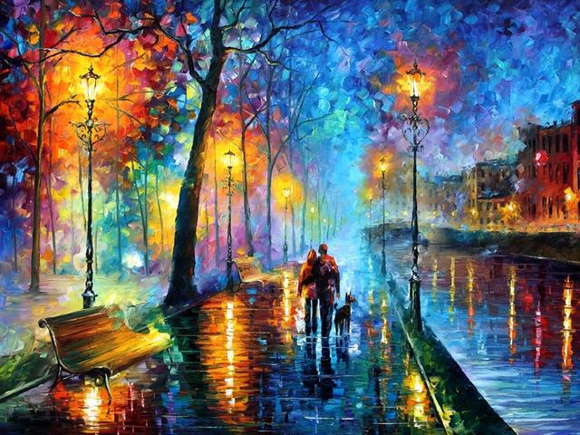 Melody of the Night by Leonid Afremov - 'Melody of the Night' is a wonderful painting (oil on canvas with palette knife) by the Russian-Israeli artist Leonid Afremov (1955-2019).<br />
Night time paintings bring romantic mood and feelings when seeing them. <br />
The scenery evokes a sense of magic touch as the two people in love walking in the park enjoy their time together, the glowing lights, coolness, calmness, and silence, the unique atmosphere and mysterious coziness and warmth. - , melody, night, Leonid, Afremov, art, arts, wonderful, painting, paintings, oil, canvas, palette, knife, Russian, Israeli, artist, 1955, 2019, night, time, romantic, mood, feelings, scenery, sense, magic, touch, people, love, park, time, glowing, lights, coolness, calmness, silence, unique, atmosphere, mysterious, coziness, warmth - 'Melody of the Night' is a wonderful painting (oil on canvas with palette knife) by the Russian-Israeli artist Leonid Afremov (1955-2019).<br />
Night time paintings bring romantic mood and feelings when seeing them. <br />
The scenery evokes a sense of magic touch as the two people in love walking in the park enjoy their time together, the glowing lights, coolness, calmness, and silence, the unique atmosphere and mysterious coziness and warmth. Lösen Sie kostenlose Melody of the Night by Leonid Afremov Online Puzzle Spiele oder senden Sie Melody of the Night by Leonid Afremov Puzzle Spiel Gruß ecards  from puzzles-games.eu.. Melody of the Night by Leonid Afremov puzzle, Rätsel, puzzles, Puzzle Spiele, puzzles-games.eu, puzzle games, Online Puzzle Spiele, kostenlose Puzzle Spiele, kostenlose Online Puzzle Spiele, Melody of the Night by Leonid Afremov kostenlose Puzzle Spiel, Melody of the Night by Leonid Afremov Online Puzzle Spiel, jigsaw puzzles, Melody of the Night by Leonid Afremov jigsaw puzzle, jigsaw puzzle games, jigsaw puzzles games, Melody of the Night by Leonid Afremov Puzzle Spiel ecard, Puzzles Spiele ecards, Melody of the Night by Leonid Afremov Puzzle Spiel Gruß ecards