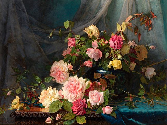 Roses by Sophie Anderson - Beautiful still-life with 'Roses' (oil on canvas, private collection), by  Sophie Gengembre Anderson (1823-1903), a French-born British artist, landscape painter and illustrator. Sophie Anderson was an artist loosely associated to the Pre-Raphaelite Brotherhood, portraying the things with near-photographic precision, abundant detail, intense colours, and complex compositions. - , roses, rose, Sophie, Anderson, art, arts, flowers, flower, beautiful, still-life, oil, canvas, private, collection, collections, Gengembre, 1823, 1903, French, British, artist, artists, landscape, painter, painters, illustrator, loosely, associated, Pre-Raphaelite, brotherhood, brotherhoods, photographic, precision, abundant, detail, details, intense, colours, colour, complex, compositions, composition - Beautiful still-life with 'Roses' (oil on canvas, private collection), by  Sophie Gengembre Anderson (1823-1903), a French-born British artist, landscape painter and illustrator. Sophie Anderson was an artist loosely associated to the Pre-Raphaelite Brotherhood, portraying the things with near-photographic precision, abundant detail, intense colours, and complex compositions. Решайте бесплатные онлайн Roses by Sophie Anderson пазлы игры или отправьте Roses by Sophie Anderson пазл игру приветственную открытку  из puzzles-games.eu.. Roses by Sophie Anderson пазл, пазлы, пазлы игры, puzzles-games.eu, пазл игры, онлайн пазл игры, игры пазлы бесплатно, бесплатно онлайн пазл игры, Roses by Sophie Anderson бесплатно пазл игра, Roses by Sophie Anderson онлайн пазл игра , jigsaw puzzles, Roses by Sophie Anderson jigsaw puzzle, jigsaw puzzle games, jigsaw puzzles games, Roses by Sophie Anderson пазл игра открытка, пазлы игры открытки, Roses by Sophie Anderson пазл игра приветственная открытка