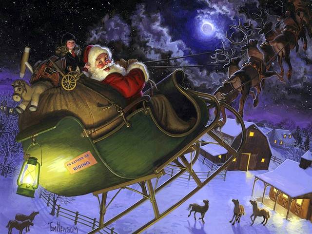 Christmas Eve Santa Claus on Sleigh by Tom Newsom - Santa Claus on sleigh, pulled by reindeer in the Christmas Eve, with gifts for the children everywhere in the world, a drawing by Tom Newsom, a contemporary American painter and illustrator. - , Christmas, Eve, Santa, Claus, sleigh, sleighs, sled, sleds, Tom, Newsom, holiday, holidays, art, arts, cartoons, cartoon, feast, feasts, party, parties, festivity, festivities, celebration, celebrations, seasons, season, reindeer, reindeers, gifts, gift, children, child, everywhere, world, drawing, drawings, contemporary, American, painter, painters, illustrator, illustrators - Santa Claus on sleigh, pulled by reindeer in the Christmas Eve, with gifts for the children everywhere in the world, a drawing by Tom Newsom, a contemporary American painter and illustrator. Решайте бесплатные онлайн Christmas Eve Santa Claus on Sleigh by Tom Newsom пазлы игры или отправьте Christmas Eve Santa Claus on Sleigh by Tom Newsom пазл игру приветственную открытку  из puzzles-games.eu.. Christmas Eve Santa Claus on Sleigh by Tom Newsom пазл, пазлы, пазлы игры, puzzles-games.eu, пазл игры, онлайн пазл игры, игры пазлы бесплатно, бесплатно онлайн пазл игры, Christmas Eve Santa Claus on Sleigh by Tom Newsom бесплатно пазл игра, Christmas Eve Santa Claus on Sleigh by Tom Newsom онлайн пазл игра , jigsaw puzzles, Christmas Eve Santa Claus on Sleigh by Tom Newsom jigsaw puzzle, jigsaw puzzle games, jigsaw puzzles games, Christmas Eve Santa Claus on Sleigh by Tom Newsom пазл игра открытка, пазлы игры открытки, Christmas Eve Santa Claus on Sleigh by Tom Newsom пазл игра приветственная открытка