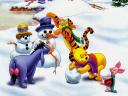 Disney Winter Winnie the Pooh and Friends make Snowmen Wallpaper