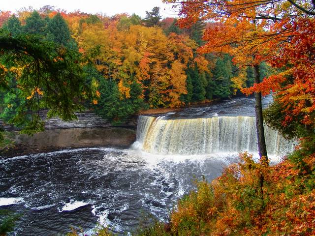 Autumn Landscape Upper Tahquamenon Falls Michigan USA - Autumn landscape from 'Upper Tahquamenon Falls', one of the two huge waterfalls on Tahquamenon River, near Lake Superior in the eastern Upper Peninsula of Michigan, USA, wide more than 200 feet (60 m) and drop of 48 feet (14 m), the third by volume waterfall among Niagara Falls and Cohoes Falls in New York State. - , autumn, autumns, landscape, landscapes, Upper, Tahquamenon, Falls, fall, Michigan, USA, nature, natures, places, place, travel, travels, tour, tours, trip, trips, season, seasons, huge, waterfalls, waterfall, river, rivers, lake, lakes, Superior, eastern, peninsula, peninsulas, wide, feet, drop, volume, volumes, Niagara, Cohoes, New, York, state, states - Autumn landscape from 'Upper Tahquamenon Falls', one of the two huge waterfalls on Tahquamenon River, near Lake Superior in the eastern Upper Peninsula of Michigan, USA, wide more than 200 feet (60 m) and drop of 48 feet (14 m), the third by volume waterfall among Niagara Falls and Cohoes Falls in New York State. Solve free online Autumn Landscape Upper Tahquamenon Falls Michigan USA puzzle games or send Autumn Landscape Upper Tahquamenon Falls Michigan USA puzzle game greeting ecards  from puzzles-games.eu.. Autumn Landscape Upper Tahquamenon Falls Michigan USA puzzle, puzzles, puzzles games, puzzles-games.eu, puzzle games, online puzzle games, free puzzle games, free online puzzle games, Autumn Landscape Upper Tahquamenon Falls Michigan USA free puzzle game, Autumn Landscape Upper Tahquamenon Falls Michigan USA online puzzle game, jigsaw puzzles, Autumn Landscape Upper Tahquamenon Falls Michigan USA jigsaw puzzle, jigsaw puzzle games, jigsaw puzzles games, Autumn Landscape Upper Tahquamenon Falls Michigan USA puzzle game ecard, puzzles games ecards, Autumn Landscape Upper Tahquamenon Falls Michigan USA puzzle game greeting ecard