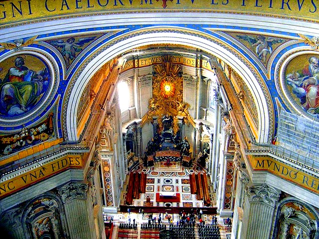 Cathedra Petri in Basilica Saint Peter Vatican Rome Italy - The Apse with the Cathedra Petri (in Latin) or the Altar of St. Peter, a wooden chair of the bishop, enclosed in a gilt casing of bronze, designed and executed by Gian Lorenzo Bernini in 1647–1653 and a window of the Holy Spirit made of alabaster above it, in the Basilica 'Saint Peter' in Vatican, Rome, Italy. - , cathedra, Petri, basilica, basilicas, Saint, Peter, St.Peter, Vatican, Rome, Italy, places, place, art, arts, holidays, holiday, travel, travels, tour, tours, trips, trip, excursion, excursions, Latin, Altar, altars, wooden, chair, chairs, bishop, bishops, gilt, casing, bronze, Gian, Lorenzo, Bernini, 1647–1653, window, windows, Holy, Spirit, alabaster - The Apse with the Cathedra Petri (in Latin) or the Altar of St. Peter, a wooden chair of the bishop, enclosed in a gilt casing of bronze, designed and executed by Gian Lorenzo Bernini in 1647–1653 and a window of the Holy Spirit made of alabaster above it, in the Basilica 'Saint Peter' in Vatican, Rome, Italy. Resuelve rompecabezas en línea gratis Cathedra Petri in Basilica Saint Peter Vatican Rome Italy juegos puzzle o enviar Cathedra Petri in Basilica Saint Peter Vatican Rome Italy juego de puzzle tarjetas electrónicas de felicitación  de puzzles-games.eu.. Cathedra Petri in Basilica Saint Peter Vatican Rome Italy puzzle, puzzles, rompecabezas juegos, puzzles-games.eu, juegos de puzzle, juegos en línea del rompecabezas, juegos gratis puzzle, juegos en línea gratis rompecabezas, Cathedra Petri in Basilica Saint Peter Vatican Rome Italy juego de puzzle gratuito, Cathedra Petri in Basilica Saint Peter Vatican Rome Italy juego de rompecabezas en línea, jigsaw puzzles, Cathedra Petri in Basilica Saint Peter Vatican Rome Italy jigsaw puzzle, jigsaw puzzle games, jigsaw puzzles games, Cathedra Petri in Basilica Saint Peter Vatican Rome Italy rompecabezas de juego tarjeta electrónica, juegos de puzzles tarjetas electrónicas, Cathedra Petri in Basilica Saint Peter Vatican Rome Italy puzzle tarjeta electrónica de felicitación