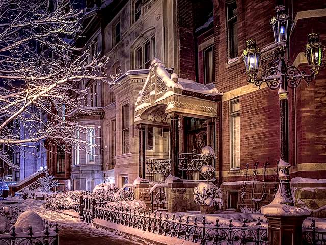 Winter on Dearborn Gold Coast Chicago Illinois juego de puzzle 