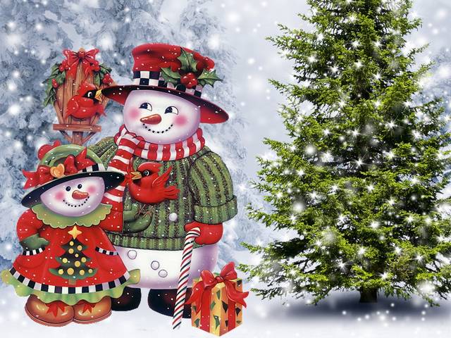 Christmas Snowman Family Wallpaper puzzle game 