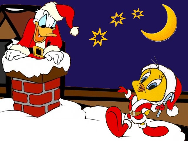 Christmas Wallpaper Donald Duck and Tweety Bird - Christmas wallpaper with the adorable and amusing cartoon characters Donald Duck and Tweety Bird in a Santa costumes illuminated by moonlight and shooting stars. - , Christmas, wallpaper, wallpapers, Donald, Duck, Tweety, Bird, birds, cartoon, cartoons, holiday, holidays, adorable, amusing, characters, character, Santa, costumes, costume, moonlight, shooting, stars, star - Christmas wallpaper with the adorable and amusing cartoon characters Donald Duck and Tweety Bird in a Santa costumes illuminated by moonlight and shooting stars. Solve free online Christmas Wallpaper Donald Duck and Tweety Bird puzzle games or send Christmas Wallpaper Donald Duck and Tweety Bird puzzle game greeting ecards  from puzzles-games.eu.. Christmas Wallpaper Donald Duck and Tweety Bird puzzle, puzzles, puzzles games, puzzles-games.eu, puzzle games, online puzzle games, free puzzle games, free online puzzle games, Christmas Wallpaper Donald Duck and Tweety Bird free puzzle game, Christmas Wallpaper Donald Duck and Tweety Bird online puzzle game, jigsaw puzzles, Christmas Wallpaper Donald Duck and Tweety Bird jigsaw puzzle, jigsaw puzzle games, jigsaw puzzles games, Christmas Wallpaper Donald Duck and Tweety Bird puzzle game ecard, puzzles games ecards, Christmas Wallpaper Donald Duck and Tweety Bird puzzle game greeting ecard