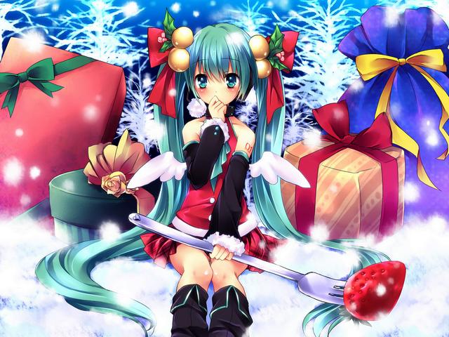 Christmas with Hatsune Miku by Sorai Shinya Wallpaper пазл игру 