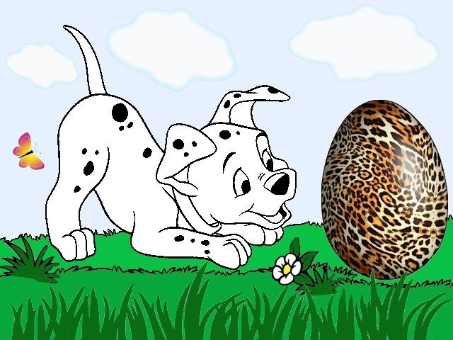 Disney Dalmatian and Easter Egg Wallpaper пъзел игра 
