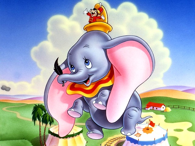 Disney Dumbo with Magic Feather above the Circus Wallpaper juego de puzzle 
