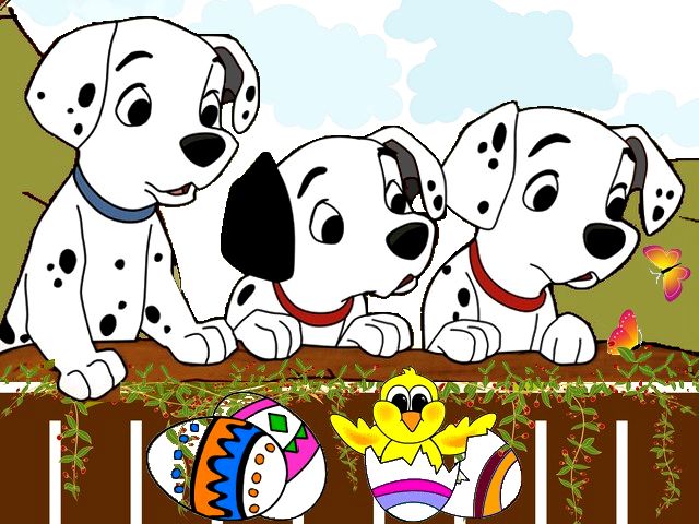 Disney Easter Dalmatians Wallpaper - A beautiful wallpaper for Easter with three cute puppies Dalmatians, the amusing heroes from the American animated, film produced by Walt Disney, based on the novel 'The Hundred and One Dalmatians' by Dodie Smith (1961). - , Disney, Easter, Dalmatians, Dalmatian, wallpaper, cartoon, cartoons, holidays, holiday, feast, feasts, nature, natures, season, seasons, beautiful, cute, puppies, puppy, amusing, heroes, hero, American, animated, film, films, Walt, novel, novels, Hundred, One, Dodie, Smith, 1961 - A beautiful wallpaper for Easter with three cute puppies Dalmatians, the amusing heroes from the American animated, film produced by Walt Disney, based on the novel 'The Hundred and One Dalmatians' by Dodie Smith (1961). Подреждайте безплатни онлайн Disney Easter Dalmatians Wallpaper пъзел игри или изпратете Disney Easter Dalmatians Wallpaper пъзел игра поздравителна картичка  от puzzles-games.eu.. Disney Easter Dalmatians Wallpaper пъзел, пъзели, пъзели игри, puzzles-games.eu, пъзел игри, online пъзел игри, free пъзел игри, free online пъзел игри, Disney Easter Dalmatians Wallpaper free пъзел игра, Disney Easter Dalmatians Wallpaper online пъзел игра, jigsaw puzzles, Disney Easter Dalmatians Wallpaper jigsaw puzzle, jigsaw puzzle games, jigsaw puzzles games, Disney Easter Dalmatians Wallpaper пъзел игра картичка, пъзели игри картички, Disney Easter Dalmatians Wallpaper пъзел игра поздравителна картичка