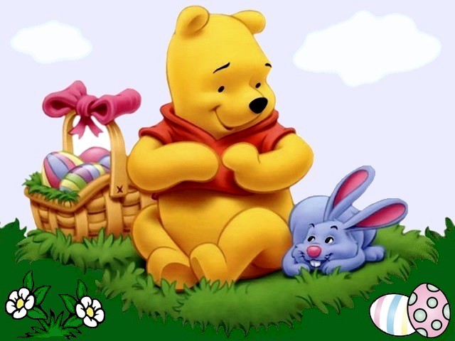 Disney Easter Winnie the Pooh and Bunny Wallpaper пазл игру 