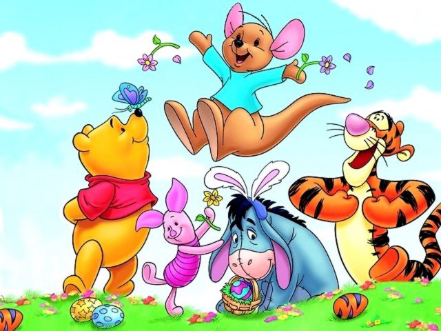 Disney Easter Winnie the Pooh and Friends Wallpaper пазл игру 