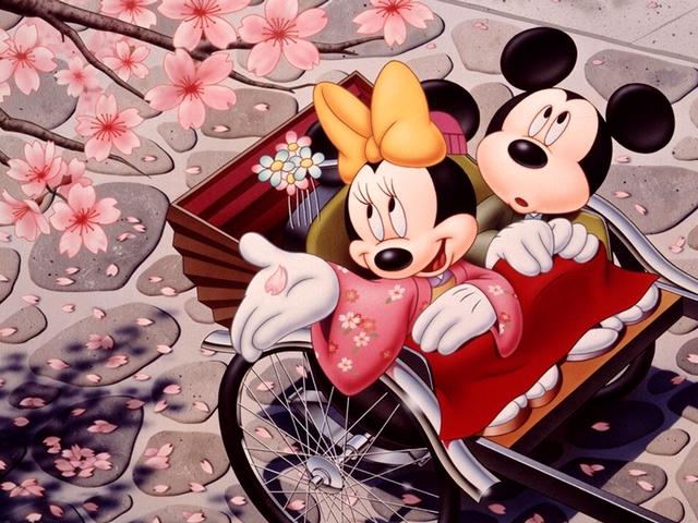 Disney Spring Minnie and Mickey Mouse in Japan Wallpaper Puzzle Spiel 