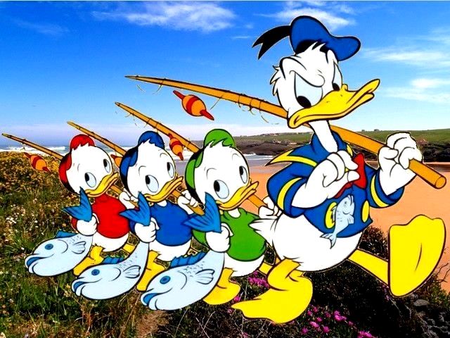 Disney Summer Donald Duck and Ducklings Gang Wallpaper juego de puzzle 