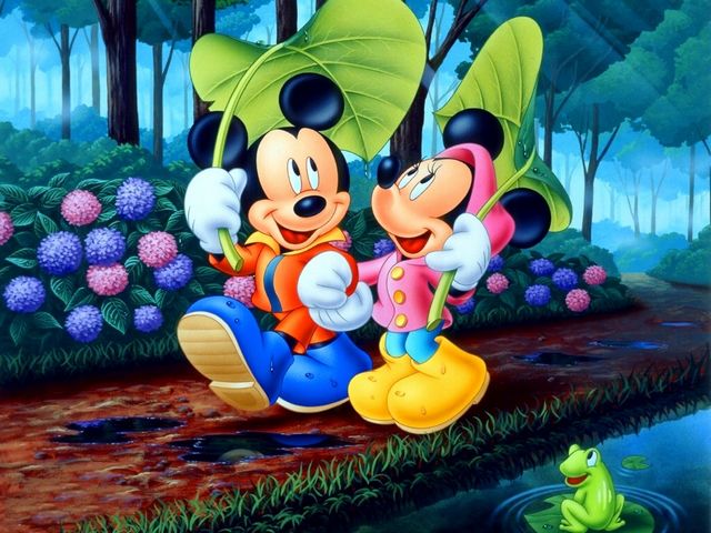 Disney Summer Mickey and Minnie Mouse by the River Wallpaper juego de puzzle 