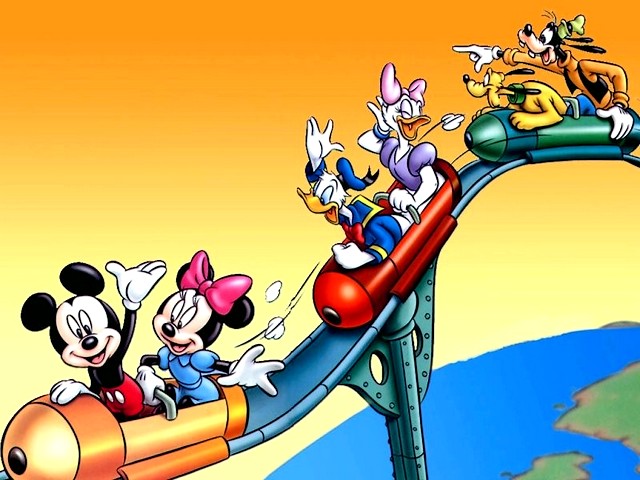 Disney Summer Mickey and Minnie Mouse with Friends at Disneyland Wallpaper juego de puzzle 