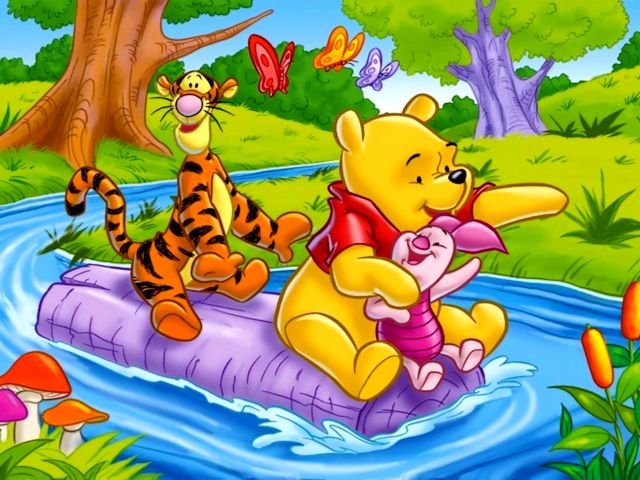 Disney Summer Winnie the Pooh and Friends Downstream the River Wallpaper juego de puzzle 