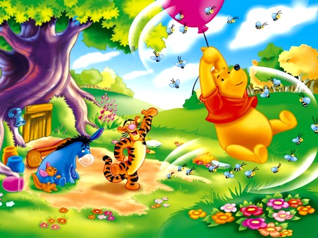Disney Summertime Winnie the Pooh flying Wallpaper puzzle game 