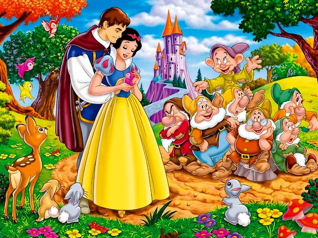 Disney Valentines Day Snow White and the Seven Dwarfs Wallpaper пъзел игра 