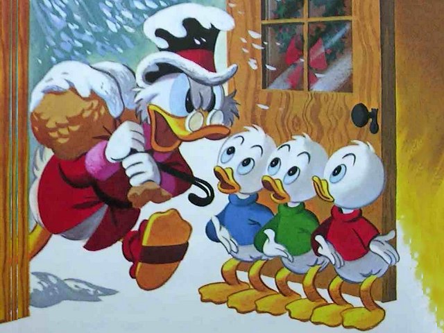 Donald Duck and Christmas Carol by Carl Barks - The Christmas story 'Donald Duck and the Christmas Carol' is an illustration by Carl Barks, for the comic books  with Christmas motifs of Western Publishing (1958). It is an adaptation of Dickens' famous novel 'A Christmas Carol' from 1843, starring Uncle Scrooge as Ebenezer and Donald Duck playing Santa to his nephews Huey, Louie, and Dewey.<br />
Carl Barks (March 27, 1901- August 25, 2000) was an American cartoonist, author, and painter. He is best known for his work in Disney comic books, as the writer and artist of the first Donald Duck stories and as the creator of Scrooge McDuck (1947). - , Donald, Duck, Christmas, carol, Carl, Barks, cartoon, cartoons, Christmas, story, illustration, comic, books, motifs, Western, Publishing, 1958, adaptation, Dickens, famous, novel, 1843, Uncle, Scrooge, Ebenezer, Donald, Duck, Santa, nephews, Huey, Louie, Dewey1901, 2000, American, cartoonist, author, painter, work, Disney, writer, artist, stories, creator, McDuck, 1947 - The Christmas story 'Donald Duck and the Christmas Carol' is an illustration by Carl Barks, for the comic books  with Christmas motifs of Western Publishing (1958). It is an adaptation of Dickens' famous novel 'A Christmas Carol' from 1843, starring Uncle Scrooge as Ebenezer and Donald Duck playing Santa to his nephews Huey, Louie, and Dewey.<br />
Carl Barks (March 27, 1901- August 25, 2000) was an American cartoonist, author, and painter. He is best known for his work in Disney comic books, as the writer and artist of the first Donald Duck stories and as the creator of Scrooge McDuck (1947). Подреждайте безплатни онлайн Donald Duck and Christmas Carol by Carl Barks пъзел игри или изпратете Donald Duck and Christmas Carol by Carl Barks пъзел игра поздравителна картичка  от puzzles-games.eu.. Donald Duck and Christmas Carol by Carl Barks пъзел, пъзели, пъзели игри, puzzles-games.eu, пъзел игри, online пъзел игри, free пъзел игри, free online пъзел игри, Donald Duck and Christmas Carol by Carl Barks free пъзел игра, Donald Duck and Christmas Carol by Carl Barks online пъзел игра, jigsaw puzzles, Donald Duck and Christmas Carol by Carl Barks jigsaw puzzle, jigsaw puzzle games, jigsaw puzzles games, Donald Duck and Christmas Carol by Carl Barks пъзел игра картичка, пъзели игри картички, Donald Duck and Christmas Carol by Carl Barks пъзел игра поздравителна картичка