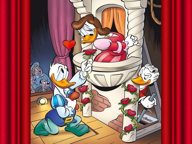Donald and Daisy Duck play Romeo and Juliet Wallpaper - Wallpaper with the amusing Disney's cartoon characters Donald and Daisy Duck, who play on the theater stage in the roles of Romeo and Juliet from the famous play of the same name by William Shakespeare.<br />
Donald, with flower in hand, plausibly swears his love to Daisy as she watches him lovingly from her balcony.<br />
The play 'Romeo and Juliet' was written by Shakespeare about 1594–1596 and was based on the life of two real lovers who lived and died for each other in Verona, Italy in 1303. Shakespeare is known to have discovered this tragic love story in the poem by Arthur Brooke from 1562. - , Donald, Daisy, Duck, Romeo, Juliet, wallpaper, wallpapers, cartoon, cartoons, amusing, Disney, characters, theater, stage, roles, famous, play, name, by, William, Shakespeare, flower, love, lovingly, balcony, 1594, 1596, life, real, lovers, Verona, Italy, 1303, tragic, story, poem, Arthur, Brooke, 1562 - Wallpaper with the amusing Disney's cartoon characters Donald and Daisy Duck, who play on the theater stage in the roles of Romeo and Juliet from the famous play of the same name by William Shakespeare.<br />
Donald, with flower in hand, plausibly swears his love to Daisy as she watches him lovingly from her balcony.<br />
The play 'Romeo and Juliet' was written by Shakespeare about 1594–1596 and was based on the life of two real lovers who lived and died for each other in Verona, Italy in 1303. Shakespeare is known to have discovered this tragic love story in the poem by Arthur Brooke from 1562. Lösen Sie kostenlose Donald and Daisy Duck play Romeo and Juliet Wallpaper Online Puzzle Spiele oder senden Sie Donald and Daisy Duck play Romeo and Juliet Wallpaper Puzzle Spiel Gruß ecards  from puzzles-games.eu.. Donald and Daisy Duck play Romeo and Juliet Wallpaper puzzle, Rätsel, puzzles, Puzzle Spiele, puzzles-games.eu, puzzle games, Online Puzzle Spiele, kostenlose Puzzle Spiele, kostenlose Online Puzzle Spiele, Donald and Daisy Duck play Romeo and Juliet Wallpaper kostenlose Puzzle Spiel, Donald and Daisy Duck play Romeo and Juliet Wallpaper Online Puzzle Spiel, jigsaw puzzles, Donald and Daisy Duck play Romeo and Juliet Wallpaper jigsaw puzzle, jigsaw puzzle games, jigsaw puzzles games, Donald and Daisy Duck play Romeo and Juliet Wallpaper Puzzle Spiel ecard, Puzzles Spiele ecards, Donald and Daisy Duck play Romeo and Juliet Wallpaper Puzzle Spiel Gruß ecards
