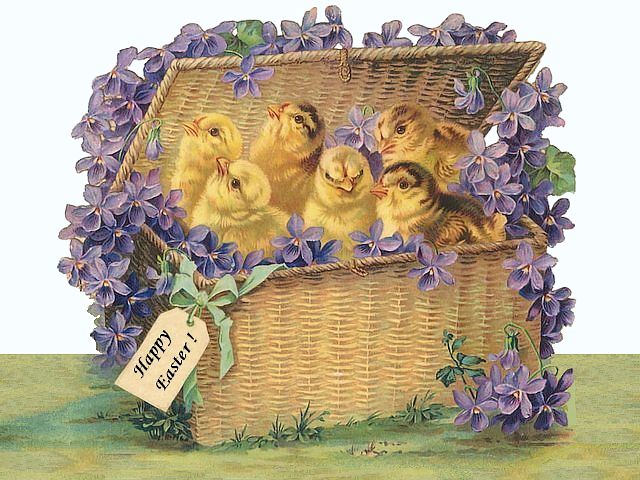 Easter Chicks in Basket Postcard juego de puzzle 