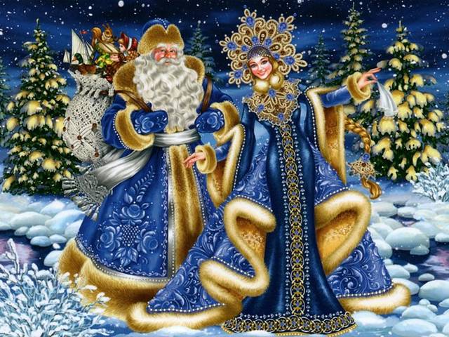 Father Frost and Snow Maiden by Marina Kasperskaya Postcard пъзел игра 
