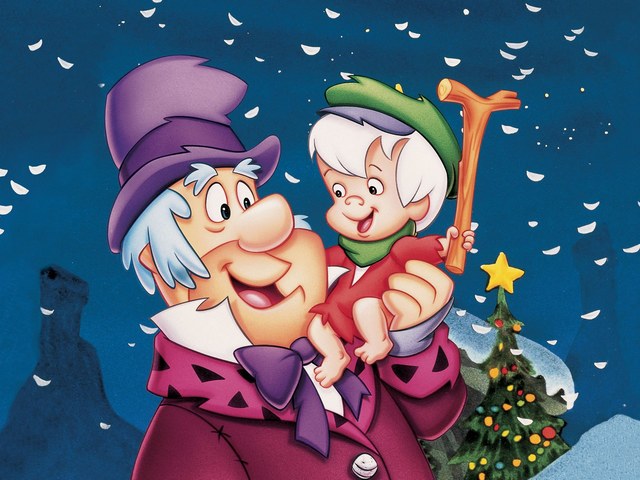 Fred and Bamm-Bamm in Flintstones Christmas Carol puzzle game 