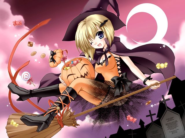 Halloween Anime Girl Little Witch by Minase Lin Puzzle Spiel 