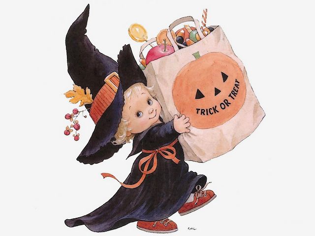 Halloween Morehead Collection Boy with Bag Goodies Greeting Card puzzle game 