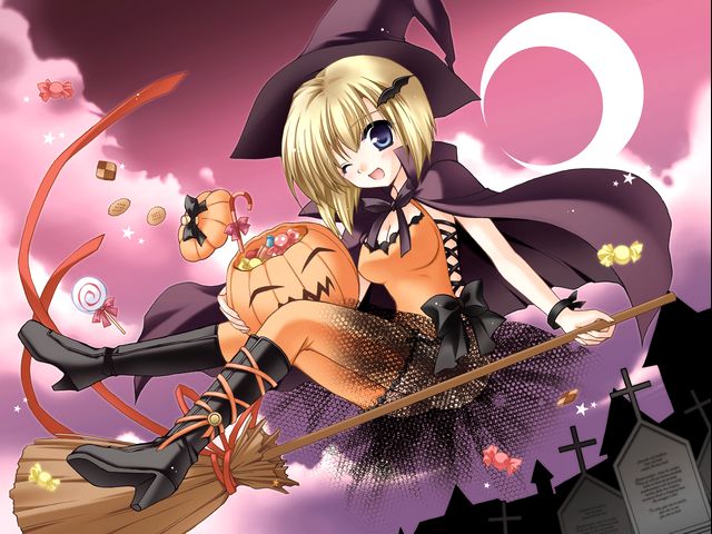 Halloween Sakura Kinomoto in Witch Costume Wallpaper пазл игру 