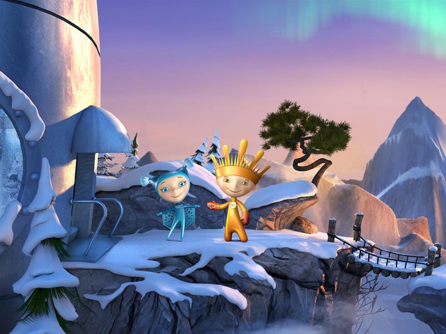 Sochi 2014 Winter Paralympic Games Mascots Ray of Light and Snowflake Wallpaper puzzle game 