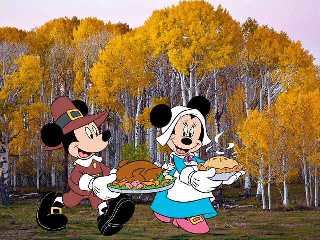Thanksgiving Mickey and Minnie Mouse Wallpaper juego de puzzle 