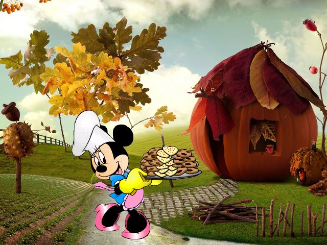 Thanksgiving with Minnie Mouse Wallpaper Puzzle Spiel 
