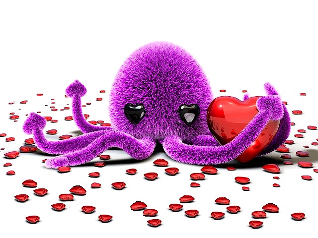 Valentines Day Octopus in Love Wallpaper Puzzle Spiel 