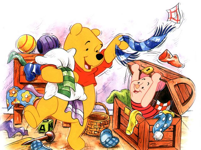 Winnie the Pooh and Piglet play at Hide and Seek Wallpaper juego de puzzle 