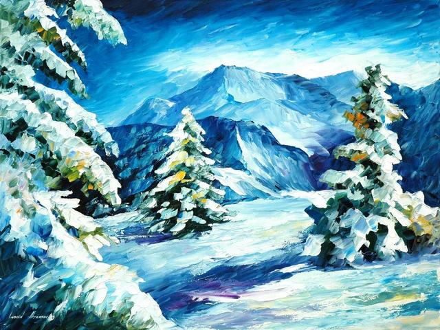 Above and Beyond by Leonid Afremov - 'Above and Beyond' is a scenic winter landscape by the Russian-Israeli artist Leonid Afremov, depicting beautiful spruce and fir trees on snowy mountain slopes.<br />
Leonid Afremov (1955-2019) was one of the most famous modern landscape painters, who has mastered the use of a palette knife and oils to create own an original and recognizable impressionistic style. - , above, beyond, Leonid, Afremov, art, arts, nature, natures, scenic, winter, landscape, landscapes, Russian-Israeli, artist, artists, beautiful, spruce, fir, trees, tree, snowy, mountain, slopes, slope, famous, modern, painters, painter, palette, knife, oils, oil, original, recognizable, impressionistic, style, styles - 'Above and Beyond' is a scenic winter landscape by the Russian-Israeli artist Leonid Afremov, depicting beautiful spruce and fir trees on snowy mountain slopes.<br />
Leonid Afremov (1955-2019) was one of the most famous modern landscape painters, who has mastered the use of a palette knife and oils to create own an original and recognizable impressionistic style. Solve free online Above and Beyond by Leonid Afremov puzzle games or send Above and Beyond by Leonid Afremov puzzle game greeting ecards  from puzzles-games.eu.. Above and Beyond by Leonid Afremov puzzle, puzzles, puzzles games, puzzles-games.eu, puzzle games, online puzzle games, free puzzle games, free online puzzle games, Above and Beyond by Leonid Afremov free puzzle game, Above and Beyond by Leonid Afremov online puzzle game, jigsaw puzzles, Above and Beyond by Leonid Afremov jigsaw puzzle, jigsaw puzzle games, jigsaw puzzles games, Above and Beyond by Leonid Afremov puzzle game ecard, puzzles games ecards, Above and Beyond by Leonid Afremov puzzle game greeting ecard