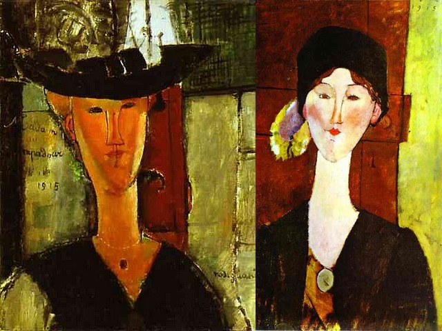 Amedeo Modigliani Madam Pompadour and Portrait of Beatrice Hastings before a Door - Two portraits of Beatrice Hastings as 'Madam Pompadour' (1915, oil on canvas, one of the best known, The Art Institute of Chicago, USA, Joseph Winterbotham Collection) and 'Portrait of Beatrice Hastings before a Door' (1915 oil on canvas, private collection), made by the  bohemian artist Amedeo Modigliani. Between 1914-1916 Beatrice Hastings (a pen-name of Emily Alice Haigh,  British poet, writer, literary critic and feminist (1879-1943)), a very pompous and haughty woman, was the Paris correspondent of the English periodical New Age, with a column for ‘Impressions de Paris’ and Modigliani’s chief muse, model and mistress. - , Amedeo, Modigliani, Madam, Pompadour, portrait, portraits, Beatrice, Hastings, before, door, doors, art, arts, painter, painters, artist, artists, sculptor, sculptors, Expressionist, Expressionists, 1915, oil, canvas, best, known, Art, Institute, institutes, Chicago, USA, Joseph, Winterbotham, Collection, collections, 1915, private, bohemian, 1914-1916, pen-name, Emily, Alice, Haigh, British, poet, poets, writer, writers, literary, critic, critics, feminist, feminists, 1879-1943, pompous, haughty, woman, women, Paris, correspondent, correspondents, English, periodical, New, Age, column, columns, chief, muse, muses, model, models, mistress, mistresses - Two portraits of Beatrice Hastings as 'Madam Pompadour' (1915, oil on canvas, one of the best known, The Art Institute of Chicago, USA, Joseph Winterbotham Collection) and 'Portrait of Beatrice Hastings before a Door' (1915 oil on canvas, private collection), made by the  bohemian artist Amedeo Modigliani. Between 1914-1916 Beatrice Hastings (a pen-name of Emily Alice Haigh,  British poet, writer, literary critic and feminist (1879-1943)), a very pompous and haughty woman, was the Paris correspondent of the English periodical New Age, with a column for ‘Impressions de Paris’ and Modigliani’s chief muse, model and mistress. Solve free online Amedeo Modigliani Madam Pompadour and Portrait of Beatrice Hastings before a Door puzzle games or send Amedeo Modigliani Madam Pompadour and Portrait of Beatrice Hastings before a Door puzzle game greeting ecards  from puzzles-games.eu.. Amedeo Modigliani Madam Pompadour and Portrait of Beatrice Hastings before a Door puzzle, puzzles, puzzles games, puzzles-games.eu, puzzle games, online puzzle games, free puzzle games, free online puzzle games, Amedeo Modigliani Madam Pompadour and Portrait of Beatrice Hastings before a Door free puzzle game, Amedeo Modigliani Madam Pompadour and Portrait of Beatrice Hastings before a Door online puzzle game, jigsaw puzzles, Amedeo Modigliani Madam Pompadour and Portrait of Beatrice Hastings before a Door jigsaw puzzle, jigsaw puzzle games, jigsaw puzzles games, Amedeo Modigliani Madam Pompadour and Portrait of Beatrice Hastings before a Door puzzle game ecard, puzzles games ecards, Amedeo Modigliani Madam Pompadour and Portrait of Beatrice Hastings before a Door puzzle game greeting ecard