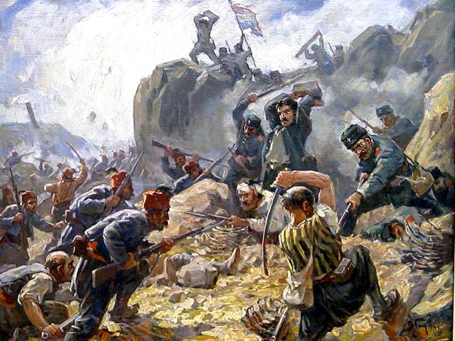 Battle of Shipka by Dimitar Gyudjenov - 'Battle of Shipka', painting by Dimitar Gyudjenov, Bulgarian artist (1891-1979) , who reproduces the battle for Shipka Pass at Orlovo Gnezdo in the Balkan Mountains, one of the most important developments during the Russo-Turkish war, where a detachment of Russian soldiers and Bulgarian volunteers three days are fighting against the invading army of Suleiman Pasha. - , battle, battles, Shipka, Dimitar, Gyudjenov, art, arts, painting, paintings, Bulgarian, artist, artists, 1891, 1979, pass, passes, Orlovo, Gnezdo, Balkan, Mountains, mountain, important, developments, development, Russo, Turkish, war, wars, detachment, detachments, Russian, soldiers, soldier, volunteers, volunteer, days, day, army, armies, Suleiman, Pasha - 'Battle of Shipka', painting by Dimitar Gyudjenov, Bulgarian artist (1891-1979) , who reproduces the battle for Shipka Pass at Orlovo Gnezdo in the Balkan Mountains, one of the most important developments during the Russo-Turkish war, where a detachment of Russian soldiers and Bulgarian volunteers three days are fighting against the invading army of Suleiman Pasha. Lösen Sie kostenlose Battle of Shipka by Dimitar Gyudjenov Online Puzzle Spiele oder senden Sie Battle of Shipka by Dimitar Gyudjenov Puzzle Spiel Gruß ecards  from puzzles-games.eu.. Battle of Shipka by Dimitar Gyudjenov puzzle, Rätsel, puzzles, Puzzle Spiele, puzzles-games.eu, puzzle games, Online Puzzle Spiele, kostenlose Puzzle Spiele, kostenlose Online Puzzle Spiele, Battle of Shipka by Dimitar Gyudjenov kostenlose Puzzle Spiel, Battle of Shipka by Dimitar Gyudjenov Online Puzzle Spiel, jigsaw puzzles, Battle of Shipka by Dimitar Gyudjenov jigsaw puzzle, jigsaw puzzle games, jigsaw puzzles games, Battle of Shipka by Dimitar Gyudjenov Puzzle Spiel ecard, Puzzles Spiele ecards, Battle of Shipka by Dimitar Gyudjenov Puzzle Spiel Gruß ecards