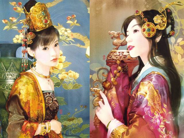 Beauties in Qing Dynasty by Der Jen - 'Beauties in Qing Dynasty', stunning portraits of two ancient Chinese women, dressed in brocade and with golden branch, by Der Jen, a Taiwanese artist born in 1974. - , beauties, beauty, Qing, Dynasty, dynasties, Der, Jen, art, arts, stunning, portraits, portrait, ancient, Chinese, women, woman, brocade, golden, branch, branches, Taiwanese, artist, artists, 1974 - 'Beauties in Qing Dynasty', stunning portraits of two ancient Chinese women, dressed in brocade and with golden branch, by Der Jen, a Taiwanese artist born in 1974. Resuelve rompecabezas en línea gratis Beauties in Qing Dynasty by Der Jen juegos puzzle o enviar Beauties in Qing Dynasty by Der Jen juego de puzzle tarjetas electrónicas de felicitación  de puzzles-games.eu.. Beauties in Qing Dynasty by Der Jen puzzle, puzzles, rompecabezas juegos, puzzles-games.eu, juegos de puzzle, juegos en línea del rompecabezas, juegos gratis puzzle, juegos en línea gratis rompecabezas, Beauties in Qing Dynasty by Der Jen juego de puzzle gratuito, Beauties in Qing Dynasty by Der Jen juego de rompecabezas en línea, jigsaw puzzles, Beauties in Qing Dynasty by Der Jen jigsaw puzzle, jigsaw puzzle games, jigsaw puzzles games, Beauties in Qing Dynasty by Der Jen rompecabezas de juego tarjeta electrónica, juegos de puzzles tarjetas electrónicas, Beauties in Qing Dynasty by Der Jen puzzle tarjeta electrónica de felicitación
