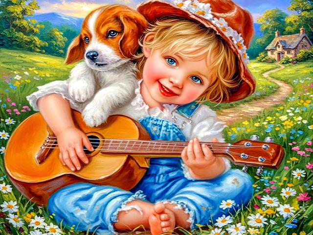 Child with Guitar puzzle game 