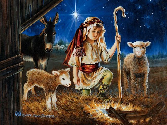 Christmas Greeting Card Little Shepherd by Dona Gelsinger Puzzle Spiel 