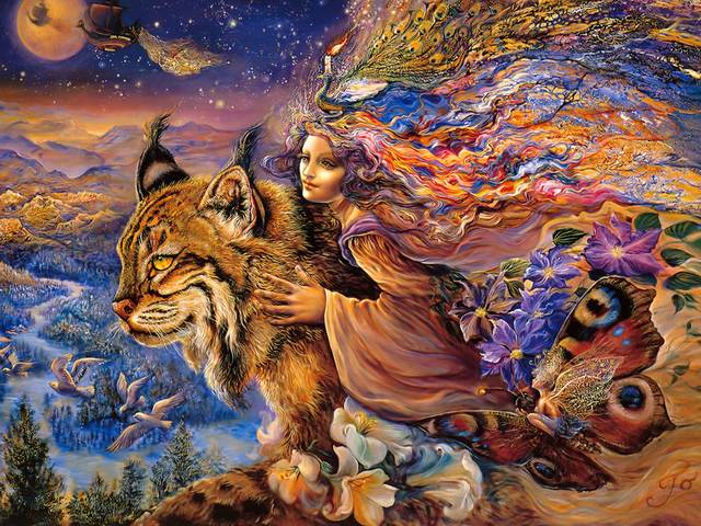 Flight of the Lynx by Josephine Wall - 'Flight of the Lynx' by the famous English artist Josephine Wall (born in 1947 in Surrey, UK), is a beautiful painting depicting girl and lynx, who rejoice in the night flight, high above the sleeping world. The unique mystical fantasy of Josephine Wall lead us with a great pleasure in the magical world of fairy tales and the kindness, in the kingdom of the unity between human and the animals. - , flight, flights, lynx, lynxes, Josephine, Wall, art, arts, famous, English, artist, artists, 1947, Surrey, UK, beautiful, painting, paintings, girl, girls, night, world, unique, mystical, fantasy, pleasure, magical, fairy, tales, tale, kindness, kingdom, kingdoms, unity, human, animals, animal - 'Flight of the Lynx' by the famous English artist Josephine Wall (born in 1947 in Surrey, UK), is a beautiful painting depicting girl and lynx, who rejoice in the night flight, high above the sleeping world. The unique mystical fantasy of Josephine Wall lead us with a great pleasure in the magical world of fairy tales and the kindness, in the kingdom of the unity between human and the animals. Lösen Sie kostenlose Flight of the Lynx by Josephine Wall Online Puzzle Spiele oder senden Sie Flight of the Lynx by Josephine Wall Puzzle Spiel Gruß ecards  from puzzles-games.eu.. Flight of the Lynx by Josephine Wall puzzle, Rätsel, puzzles, Puzzle Spiele, puzzles-games.eu, puzzle games, Online Puzzle Spiele, kostenlose Puzzle Spiele, kostenlose Online Puzzle Spiele, Flight of the Lynx by Josephine Wall kostenlose Puzzle Spiel, Flight of the Lynx by Josephine Wall Online Puzzle Spiel, jigsaw puzzles, Flight of the Lynx by Josephine Wall jigsaw puzzle, jigsaw puzzle games, jigsaw puzzles games, Flight of the Lynx by Josephine Wall Puzzle Spiel ecard, Puzzles Spiele ecards, Flight of the Lynx by Josephine Wall Puzzle Spiel Gruß ecards