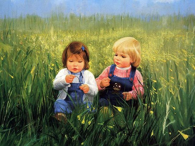 Friendship and Flowers Childhood Moment by Donald Zolan Puzzle Spiel 