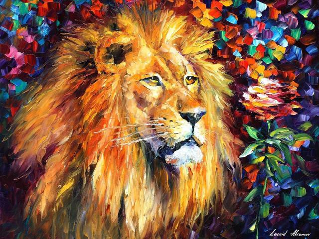 Lion by Leonid Afremov - 'Lion' is a beautiful painting with a tribute to power of the king of the beasts (oil on canvas with palette knife) by the Russian-Israeli artist Leonid Afremov (1955-2019). The painter depicts the most majestic of all animals as a symbol of the quiet confidence and self-respect. - , lion, lions, Leonid, Afremov, art, arts, animals, animal, beautiful, painting, paintings, tribute, power, king, kings, beasts, beast, oil, canvas, palette, knife, Russian, Israeli, artist, artists, painter, painters, majestic, symbol, symbols, confidence, respect - 'Lion' is a beautiful painting with a tribute to power of the king of the beasts (oil on canvas with palette knife) by the Russian-Israeli artist Leonid Afremov (1955-2019). The painter depicts the most majestic of all animals as a symbol of the quiet confidence and self-respect. Lösen Sie kostenlose Lion by Leonid Afremov Online Puzzle Spiele oder senden Sie Lion by Leonid Afremov Puzzle Spiel Gruß ecards  from puzzles-games.eu.. Lion by Leonid Afremov puzzle, Rätsel, puzzles, Puzzle Spiele, puzzles-games.eu, puzzle games, Online Puzzle Spiele, kostenlose Puzzle Spiele, kostenlose Online Puzzle Spiele, Lion by Leonid Afremov kostenlose Puzzle Spiel, Lion by Leonid Afremov Online Puzzle Spiel, jigsaw puzzles, Lion by Leonid Afremov jigsaw puzzle, jigsaw puzzle games, jigsaw puzzles games, Lion by Leonid Afremov Puzzle Spiel ecard, Puzzles Spiele ecards, Lion by Leonid Afremov Puzzle Spiel Gruß ecards