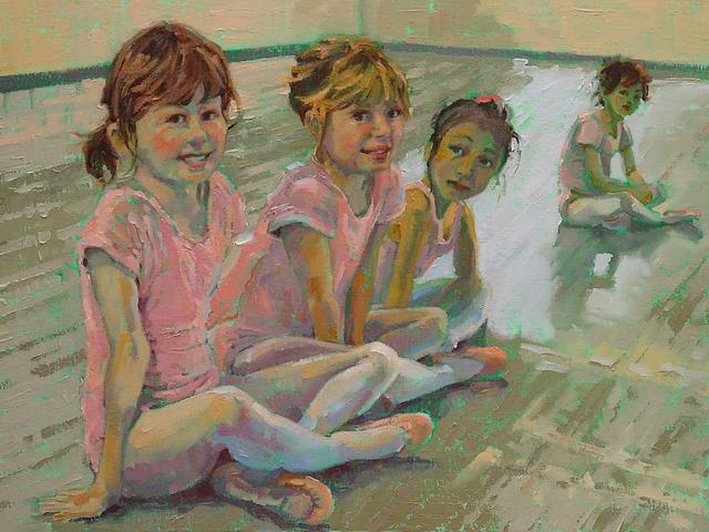 Little Ballerinas by Susan Smolensky - 'Little Ballerinas' (oil on canvas, 2010), a group of children from the ballet class with beautiful smiles, a painting by the American contemporary artist Susan Smolensky, who is  living and working in Reno, Nevada, USA. - , little, ballerinas, ballerina, Susan, Smolensky, art, arts, oil, canvas, canvases, 2010, group, groups, beautiful, children, child, ballet, class, classes, smiles, smile, painting, paintings, American, contemporary, artist, artists, Reno, Nevada, USA - 'Little Ballerinas' (oil on canvas, 2010), a group of children from the ballet class with beautiful smiles, a painting by the American contemporary artist Susan Smolensky, who is  living and working in Reno, Nevada, USA. Решайте бесплатные онлайн Little Ballerinas by Susan Smolensky пазлы игры или отправьте Little Ballerinas by Susan Smolensky пазл игру приветственную открытку  из puzzles-games.eu.. Little Ballerinas by Susan Smolensky пазл, пазлы, пазлы игры, puzzles-games.eu, пазл игры, онлайн пазл игры, игры пазлы бесплатно, бесплатно онлайн пазл игры, Little Ballerinas by Susan Smolensky бесплатно пазл игра, Little Ballerinas by Susan Smolensky онлайн пазл игра , jigsaw puzzles, Little Ballerinas by Susan Smolensky jigsaw puzzle, jigsaw puzzle games, jigsaw puzzles games, Little Ballerinas by Susan Smolensky пазл игра открытка, пазлы игры открытки, Little Ballerinas by Susan Smolensky пазл игра приветственная открытка