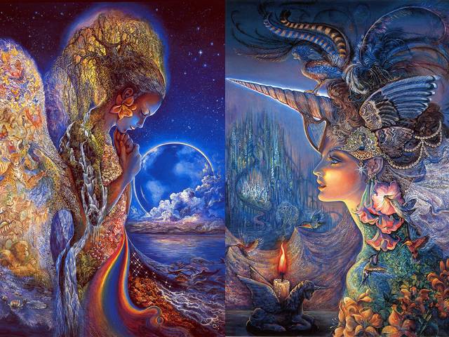 Sadness of Gaia and My Lady Unicorn by Josephine Wall juego de puzzle 