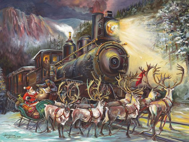 Santa Asking for Directions Polar Express by Nona Hengen puzzle game 