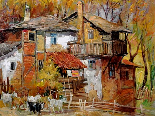 Stanchov Han by Vesko Radulov Bulgarian Fine Art - A beautiful painting of an old farmhouse in Stanchov han, a part of cultural heritage and nature attractions in Bulgaria, by the contemporary Bulgarian artist Vesko Radulov (oil on canvas, owner <a href='http://eva-art.eu'>Eva Art - Bulgarian Fine Arts</a>). Stanchov han (Stanchov khan) is a a small village, nestled in Balkan mountains in the municipality of Tryavna, Gabrovo province, in northern central Bulgaria. - , Stanchov, han, Vesko, Radulov, Bulgarian, fine, art, arts, places, place, nature, natures, painting, paintings, old, farmhouse, farmhouses, part, parts, cultural, heritage, heritages, nature, attractions, attraction, Bulgaria, contemporary, artist, artists, oil, canvas, canvases, owner, owners, Eva, eva-art.eu, khan, khans, small, village, villages, Balkan, mountains, mountains, municipality, municipalities, Tryavna, Gabrovo, province, provinces, northern, central - A beautiful painting of an old farmhouse in Stanchov han, a part of cultural heritage and nature attractions in Bulgaria, by the contemporary Bulgarian artist Vesko Radulov (oil on canvas, owner <a href='http://eva-art.eu'>Eva Art - Bulgarian Fine Arts</a>). Stanchov han (Stanchov khan) is a a small village, nestled in Balkan mountains in the municipality of Tryavna, Gabrovo province, in northern central Bulgaria. Solve free online Stanchov Han by Vesko Radulov Bulgarian Fine Art puzzle games or send Stanchov Han by Vesko Radulov Bulgarian Fine Art puzzle game greeting ecards  from puzzles-games.eu.. Stanchov Han by Vesko Radulov Bulgarian Fine Art puzzle, puzzles, puzzles games, puzzles-games.eu, puzzle games, online puzzle games, free puzzle games, free online puzzle games, Stanchov Han by Vesko Radulov Bulgarian Fine Art free puzzle game, Stanchov Han by Vesko Radulov Bulgarian Fine Art online puzzle game, jigsaw puzzles, Stanchov Han by Vesko Radulov Bulgarian Fine Art jigsaw puzzle, jigsaw puzzle games, jigsaw puzzles games, Stanchov Han by Vesko Radulov Bulgarian Fine Art puzzle game ecard, puzzles games ecards, Stanchov Han by Vesko Radulov Bulgarian Fine Art puzzle game greeting ecard